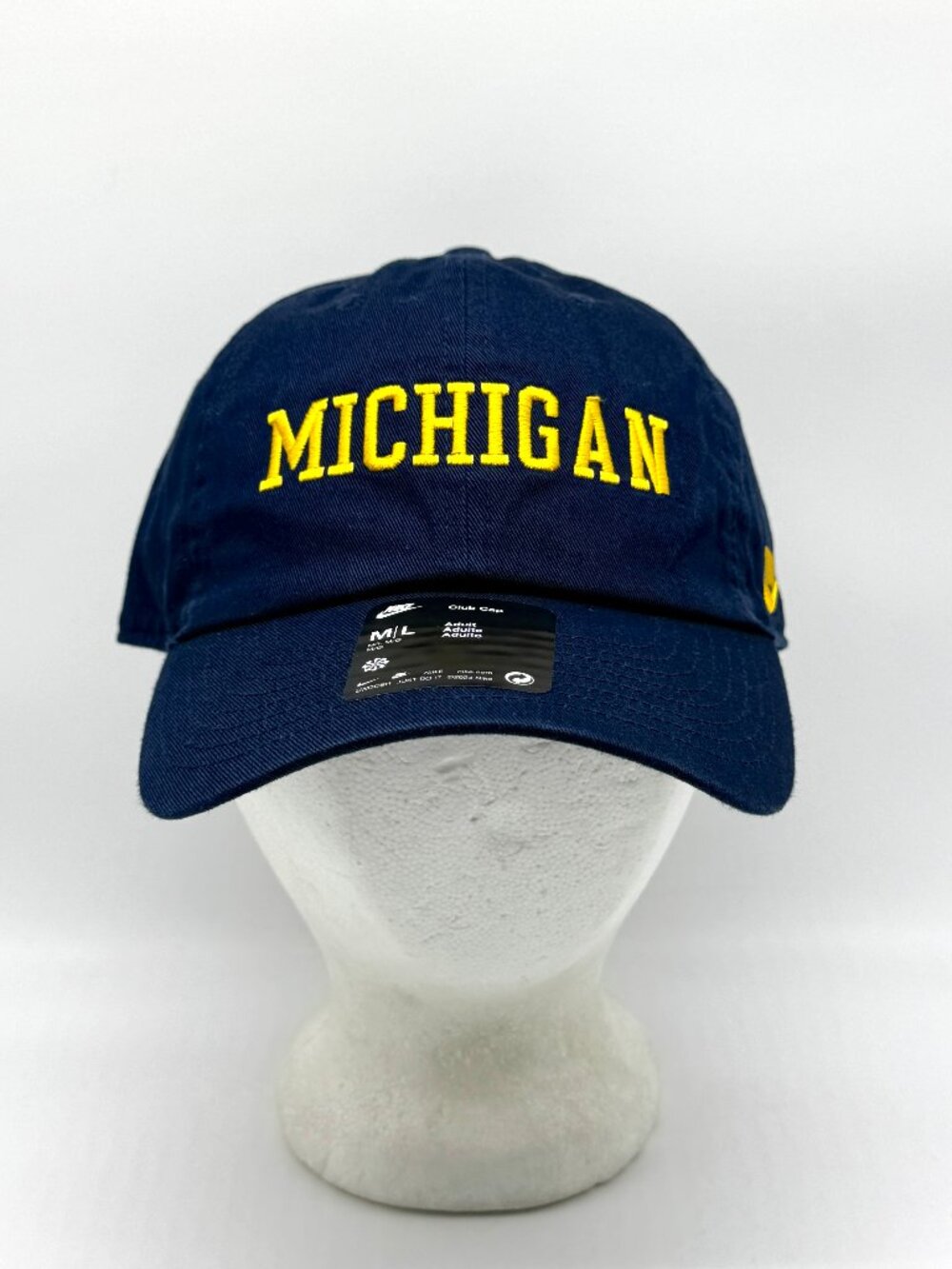University Michigan Wolverines Nike Strapback Hat Sz M/L New NWT Spellout Blue